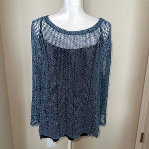 INC Knit Blue Sweater with attached black tank #80